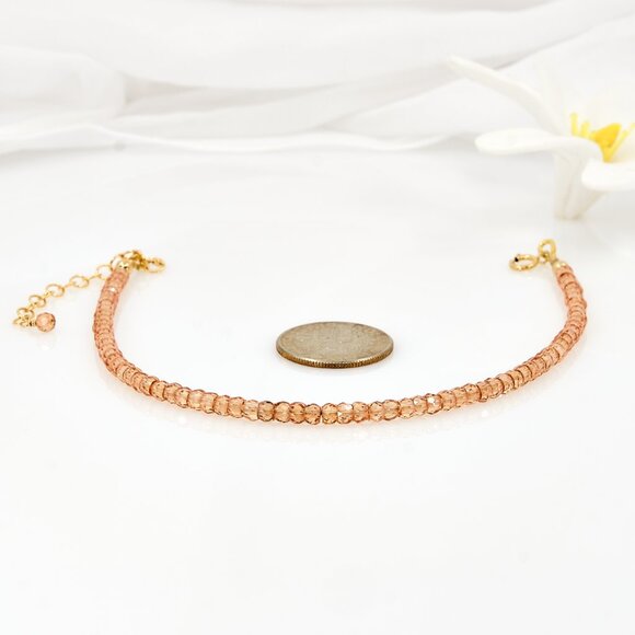 Dainty Champagne Zircon Gemstone Bracelet, 14k Gold Filled, Perfect for Gifting - Picture 4 of 11